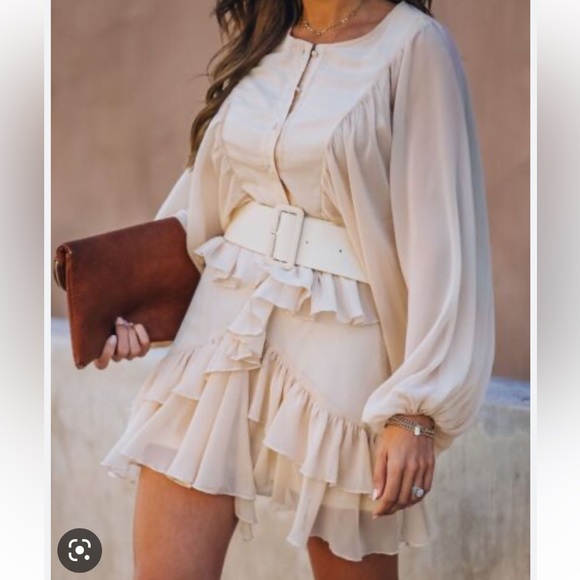 Vici Almost Lover Button Down Ruffle Dress - Picture 1 of 6